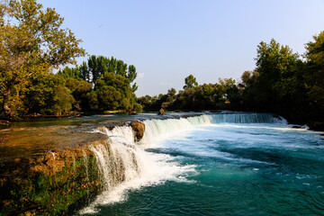 Fototapeta premium Small waterfall on a river in the city of Antalya
