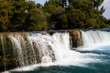Small waterfall on a river in the city of Antalya