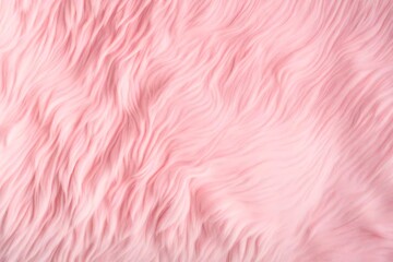 Light pink long fiber soft fur. Pastel background or texture. Fuzzy shaggy blanket. Fluffy fake textile. Flat lay, top view, copy space.