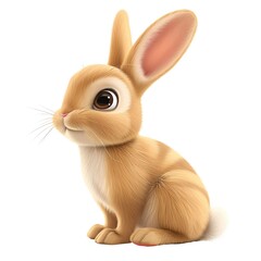 A high-quality 3D rendering of an adorable animated bunny with large expressive eyes.
