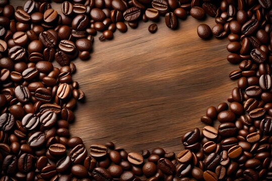 Brown coffee grains and free space for your decoration.