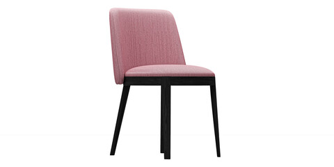 Modern and luxury pink chair with black wooden legs isolated on white background. Furniture Collection.