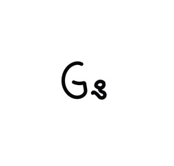 Letter (G) with simple hand drawn. Typography on white background. vector illustration.