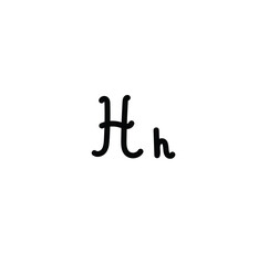 Letter (H) with simple hand drawn. Typography on white background. vector illustration.