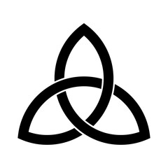Triquetra symbol. Celtic trinity knot sign. Viking and pagan logo label. Vector illustration image.