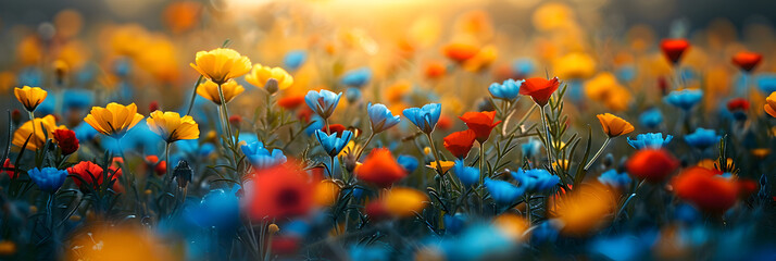 field of poppy flowers,
Close-up of Flowers Blooming in the Field - obrazy, fototapety, plakaty