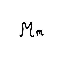 Letter (M) with simple hand drawn. Typography on white background. vector illustration.