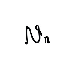 Letter (N) with simple hand drawn. Typography on white background. vector illustration.
