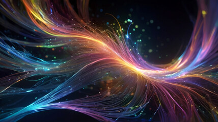 Fototapeta premium Abstract technology background with illuminated fiber optic network connections