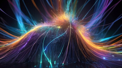 Obraz premium Abstract technology background with illuminated fiber optic network connections