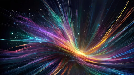 Abstract technology background with illuminated fiber optic network connections