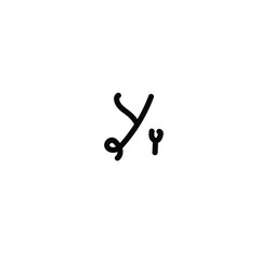 Letter (Y) with simple hand drawn. Typography on white background. vector illustration.
