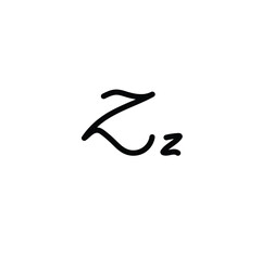 Letter (Z) with simple hand drawn. Typography on white background. vector illustration.