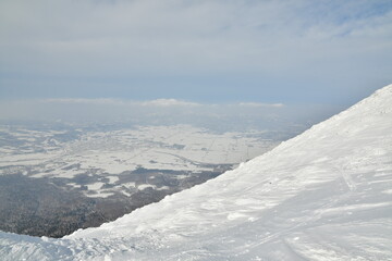 Fototapeta na wymiar Mt Yotei Vulcano panoramic views winter ascent ski touring Hokkaido Japan