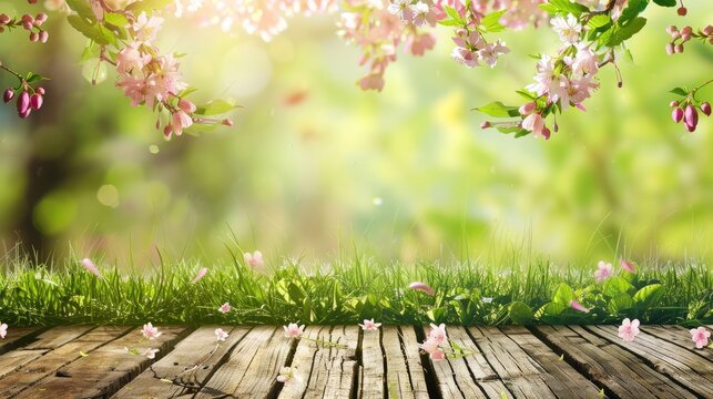 Spring background idea with wooden planks