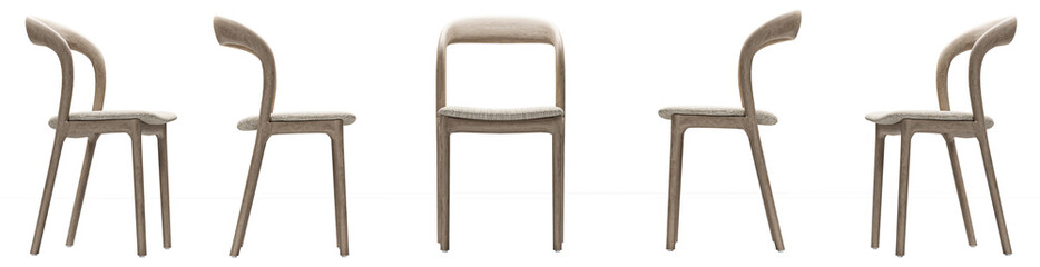 modern wooden scandinavian style chair set  isolated on white background. Furniture collection. 
