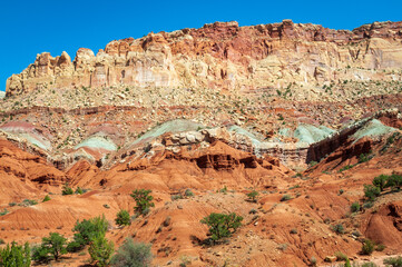 Colorful Layers of earth within the Colorado Plateau Physiographic Province in Capitol Reef...