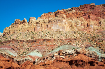 Colorful Layers of earth within the Colorado Plateau Physiographic Province in Capitol Reef...
