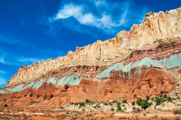 Colorful Layers of earth within the Colorado Plateau Physiographic Province in Capitol Reef National Park in Utah