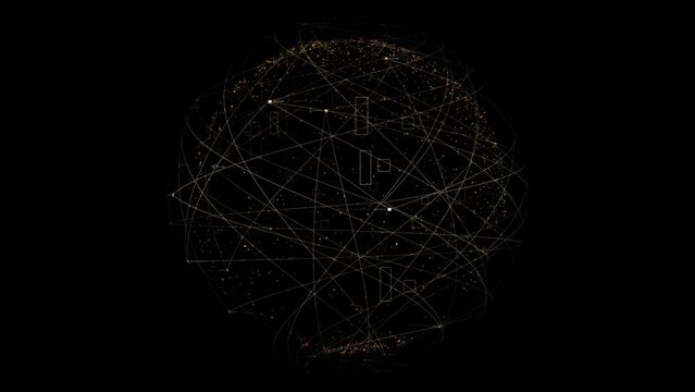 Futuristic digitally generated holographic planet Earth in a loop 360 degree rotation for head up display and user interface design