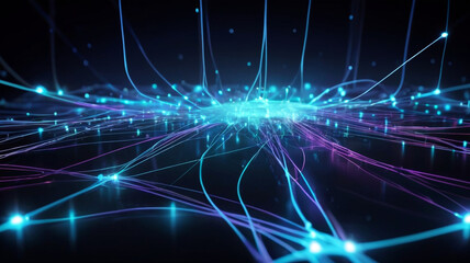 Obraz premium Abstract technology background with illuminated fiber optic network connections