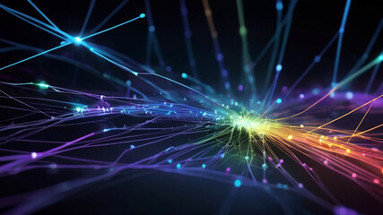 Abstract technology background with illuminated fiber optic network connections