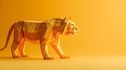 3D Paper Tiger Portrait in Warm Color Palette, Add a touch of unique and modern style to your design with this 3D paper tiger portrait