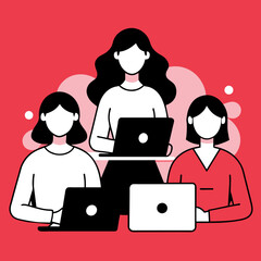 Man/women working on laptop illustration