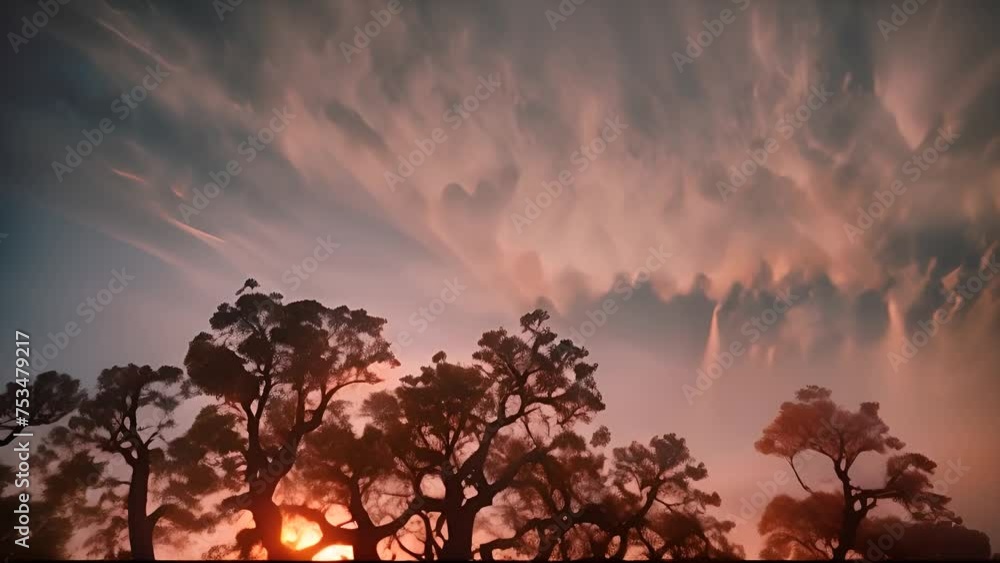 Poster sunlit trees in a group generative ai