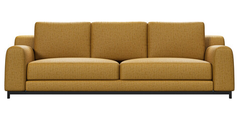 Modern and luxury yellow  sofa with pillows isolated on white background. Furniture Collection.  