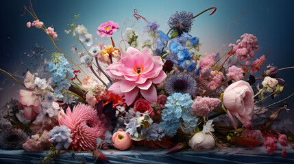 Fototapeta na wymiar Beautiful Blue and Pink Blooms