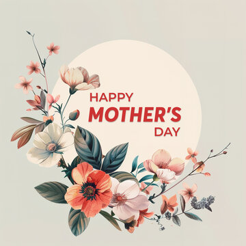A floral poster for mother's day, flower design with happy mother day typography text, congratulation mom template.
