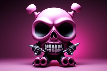 Pastel 3D panda ninja in a stance of silence isolated for focus