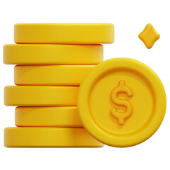 coins stack 3d render icon illustration