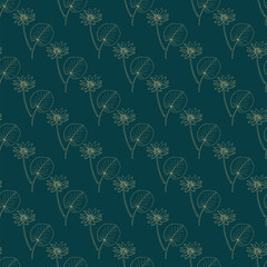Seamless vector pattern with hand drawn Blue lotus