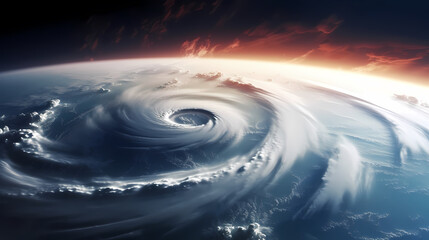 Earth during a hurricane seen from space, a stunning view of nature's fury