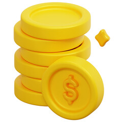 coins stack 3d render icon illustration