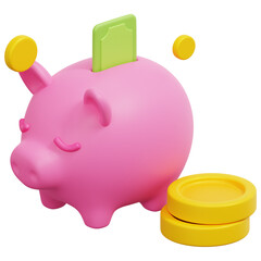 piggy bank 3d render icon illustration