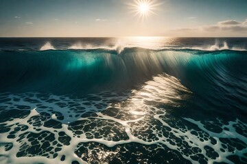 Sunlight sparkles over ocean waves