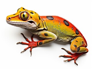Gecko wall painter isolated on white background