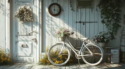 Keuken spatwand met foto Modern background bicycle with flowers © Nazia
