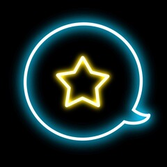 Obraz premium キラキラ星マークのネオンカラーの吹き出しのイラストアイコン