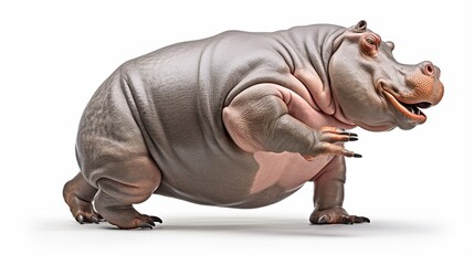 Obraz premium Hippo dancing ballet isolated on white background