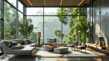 interior of a hotel room with window view
