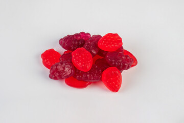 Colorful candies, jelly and marmalade on white background. 