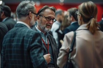 delegation of people discussing business issues at a business conference generated by AI