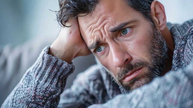 Close-up of a person with a hand touching their head