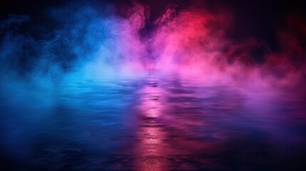 Fototapeta premium Body of water filled with vibrant, colorful smoke