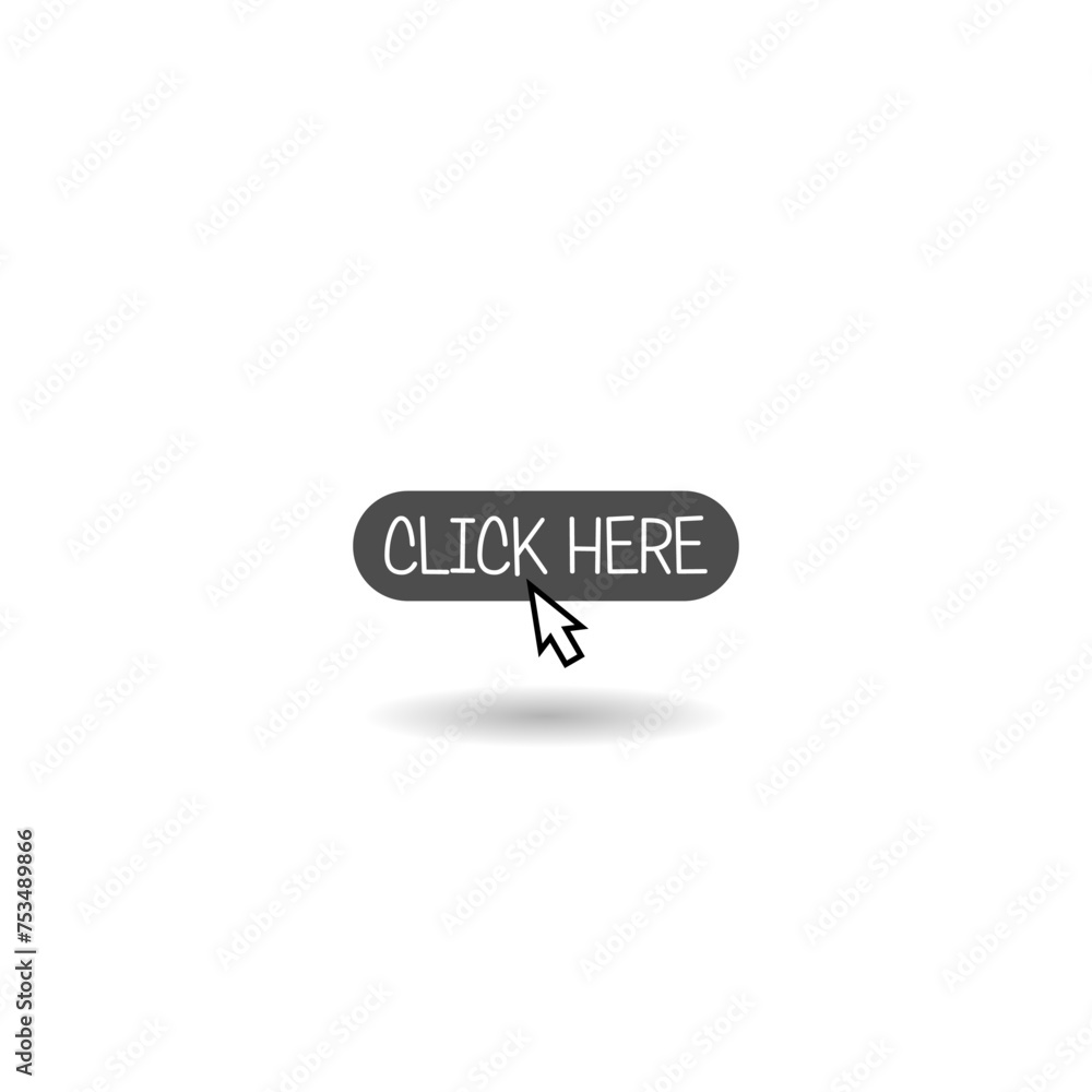 Poster click here button icon with shadow