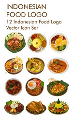 Indonesian food logo vector icon set 